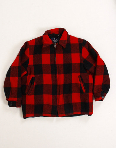 80s WOOLRICH BUFFALO CHECK WOOL JACKET ( MADE IN U.S.A. , M size  )