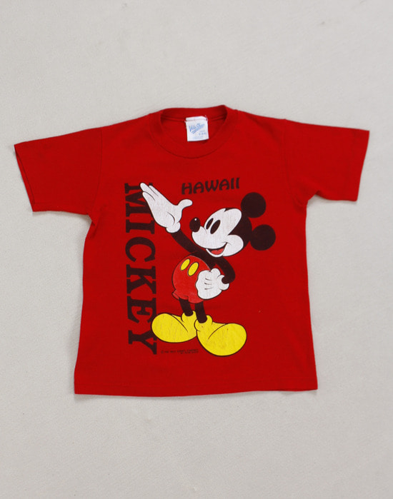 80&#039;s MICKEY MOUSE HAWAII ( VELVA SHEEN , 6-8 size , MADE IN U.S.A. )