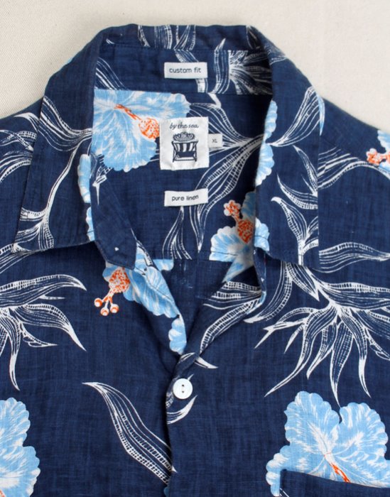 By The Sea Flower Linen Shirt ( Born to Bali , XL size )