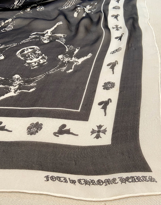 FOTI BY CHROME HEARTS Silk Scarf ( MADE IN FRANCE, 98 x 100 )