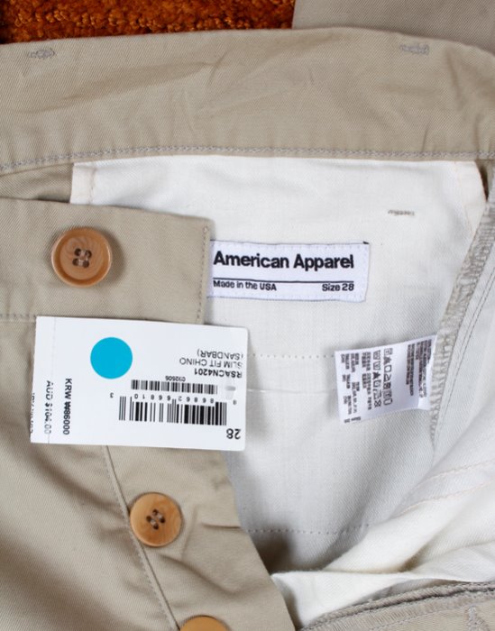 American Apparel Slim fit Chino ( Made in U.S.A. , 28 inc )
