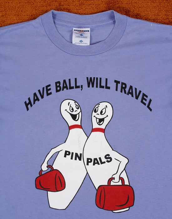 PIN PALS  HAVE BALL, WILL TRAVEL VINTAGE T-SHIRT ( 50/50 , S size )