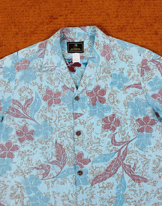 90&#039;s Palm Activewear Original Hawaiian Shirt ( Made in Hawaii , M size )