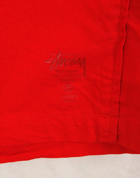 Stussy red cotton 1/2 shirt ( Made in U.S.A. , L size )