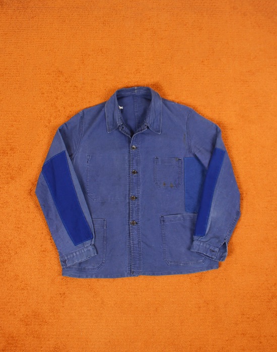 50&#039;s FRENCH BLUE WORK JACKET ( Made in France , 44 size )