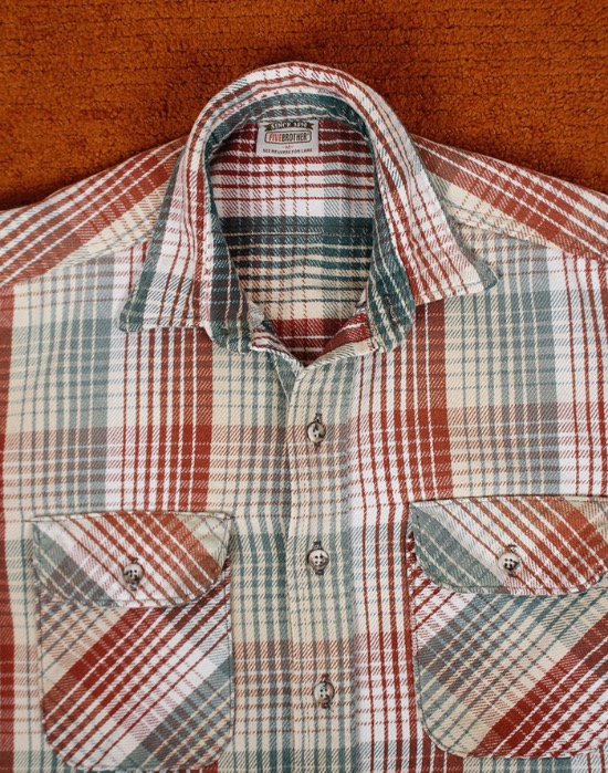 FIVE BROTHER VINTAGE  FLANNEL SHIRT ( MADE IN U.S.A. , S size )
