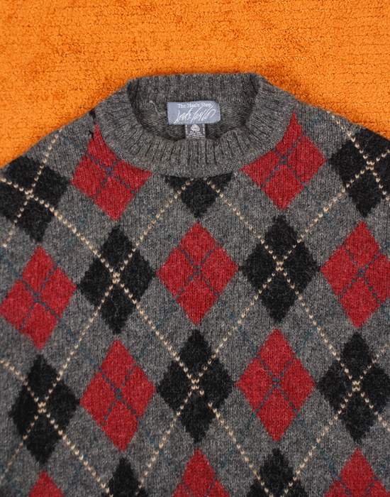 American Dry Goods , The Man&#039;s Shop Argyle Check Wool Knit ( M size )
