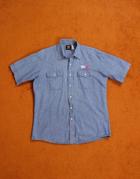 80s SADDLE KING WESTERN BY KEY CHAMBRAY SHIRT ( Made in U.S.A. M size )