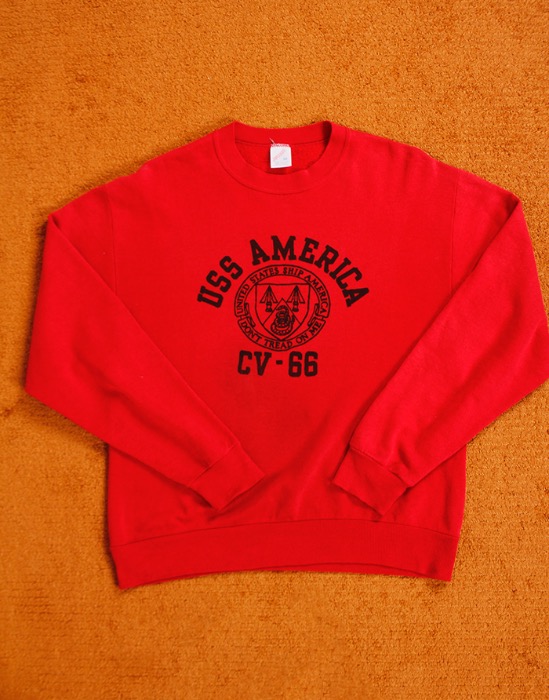 1980&#039;s USS AMERICA CV-66 _ JERZEES VINTAGE SWEAT SHIRT ( MADE IN U.S.A. , M size , 50/50 )