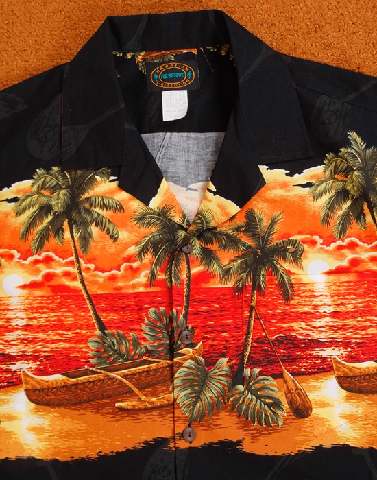 Reserve Hawaiian Collection Open Collar Shirt  ( Made in Hawaii , M size )