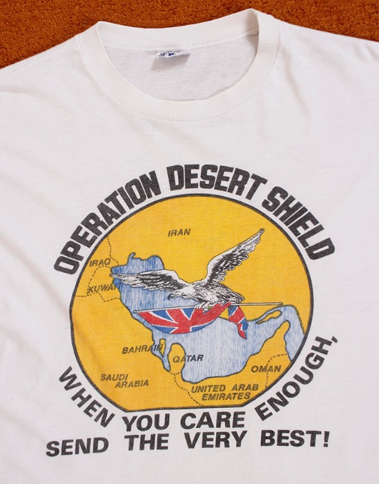 90&#039;s OPERATION DESERT SHIELD GULF WAR VINTAGE T-SHIRT ( SINGLE STITCH , XL size )