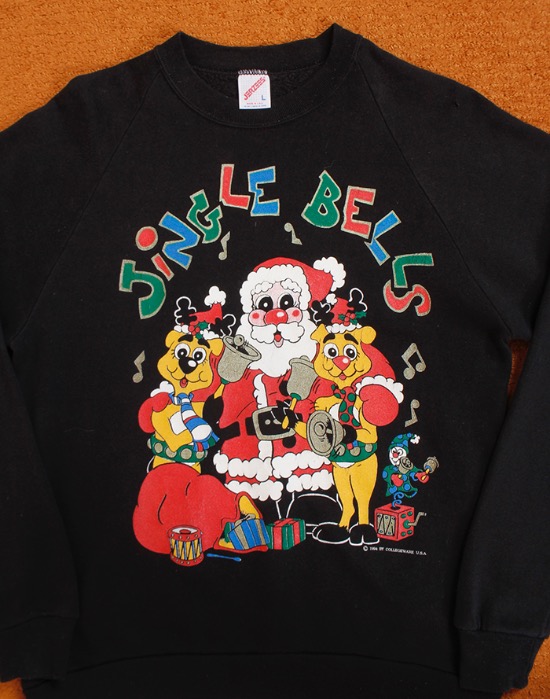 94&#039;s  Christmas Jingle Bells Jerzees Vintage Sweat Shirts ( Made in U.S.A. , L size )