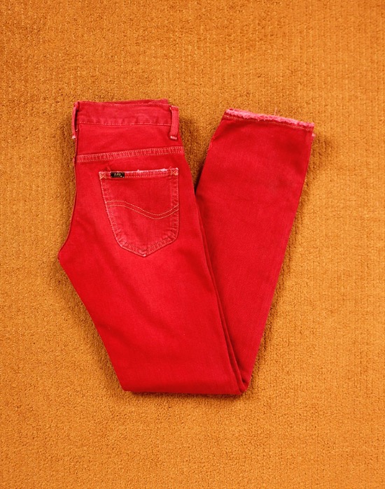 LEE RED DENIM PANTS ( MADE IN JAPAN, 28 inc )