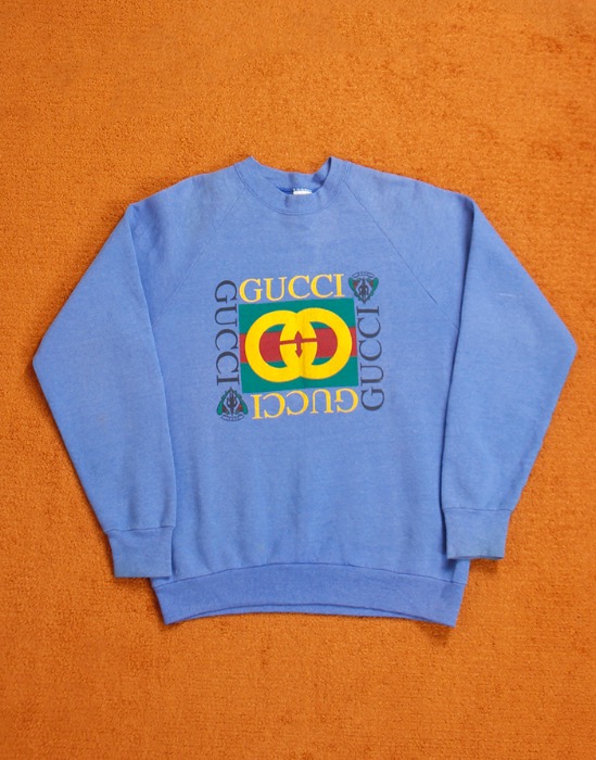 80&#039;s Vintage Gucci Bootleg Sweat Shirt ( Made in U.S.A. M size )