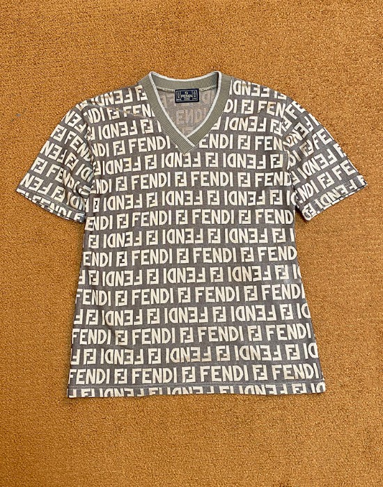 90&#039;s FENDI JEANS  Zucca Monogram FF V- Neck Knit ( MADE IN ITALY,  M size )