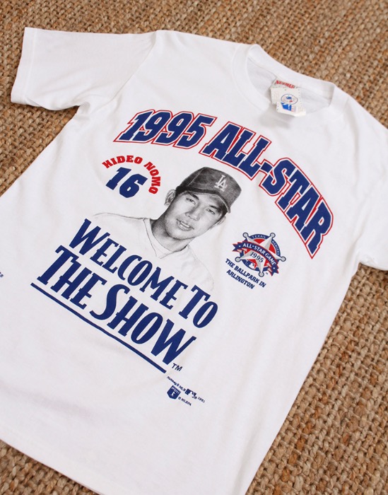 1995 All-Star Hideo Nomo LA Dodgers T-Shirt ( Dead Stock , Made in U.S.A. , L size )
