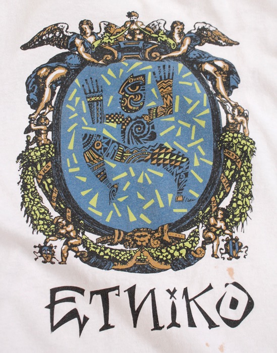 90&#039;s ETNIKO SINGLE STITCH VINTAGE T-SHIRT  ( Made in U.S.A. , L size )