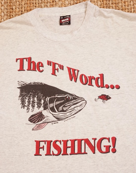 80&#039;s The &quot;F&quot; Word FISHING!  _ North Bay Designs  Vintage T-Shirt ( Made in U.S.A. , XL size )