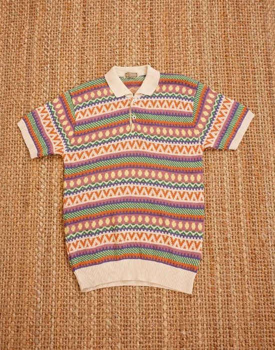 NORMAN MULTI COLOR LINEN  1/2 KNIT ( Made in JAPAN , M size )