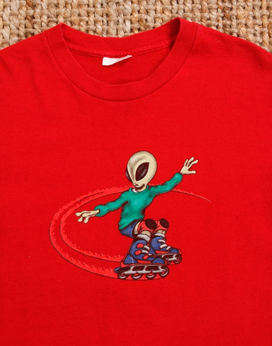 90&#039;s Alien Street Inline Skating Vintage T-Shirt ( Single Statch , Made in U.S.A. , XS size )