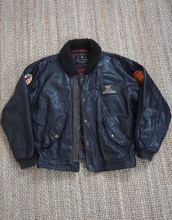 British vintage leather jacket ( Sheep Fur , M size )