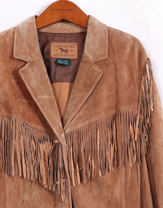 Ralph Lauren Western Fringe Suede Jacket ( women XL size )