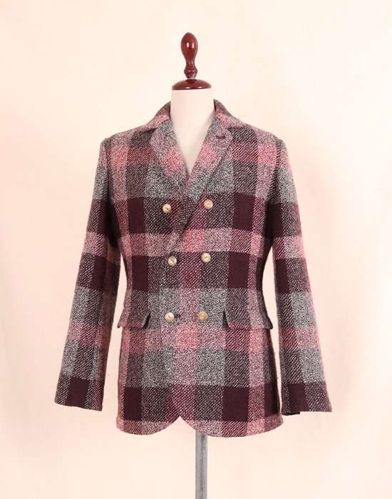 45RPM Check Knit Jacket  ( MADE IN JAPAN, M size )