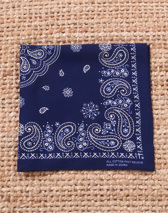 fast colour Indigo bandana  ( made in japan 50cm X 48cm )