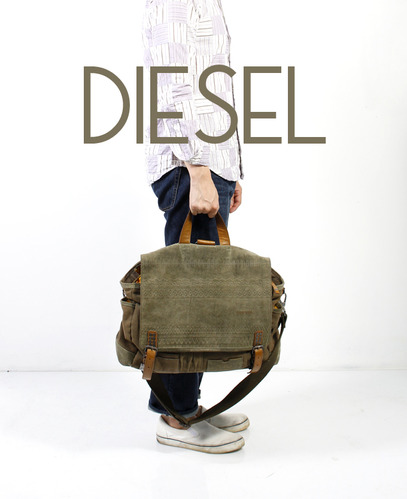 Diesel military bag  ( Leather , 55cm x 36.5cm )