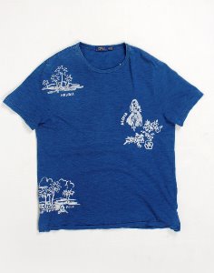 Polo Ralph Lauren Blue Embroidered Hawaiian T-shirt ( XL size )