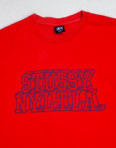 90&#039;s Stussy NY L T LA Print T Shirt  ( Made in U.S.A. , L size )
