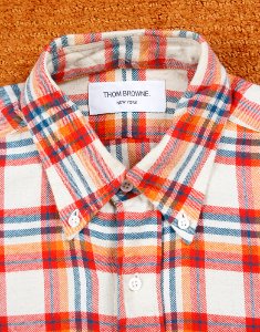 Thom Browne Classic Button Down Check Flannel Shirt ( Made in ITALY , 1 size )
