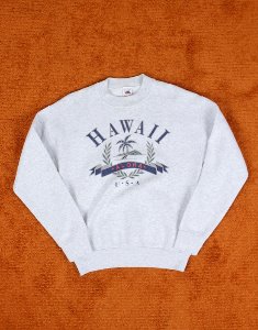 90&#039;s HAWAII ALOHA _ FRUIT OF THE LOOM VINTAGE SWEAT SHIRT ( 50/50 , Made in U.S.A. , M size )