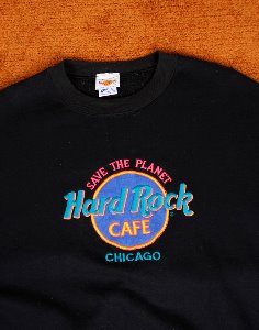 90&#039;s HardRock Cafe Chicago VINTAGE SWEAT SHIRT   ( Made in U.S.A. , 50/50 ,  L size )