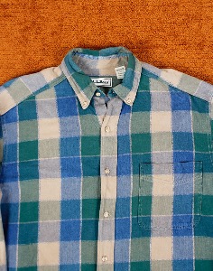 90&#039;s Made In USA L.L.bean Flannel Plaid Button Up Shirt ( M/R size )