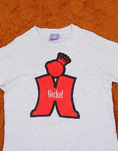90&#039;s Heckel Big Logo Vintage T-shirt ( 무료 나눔 ,Made in U.S.A. , L size )