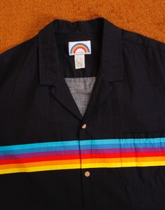 90&#039;s PARADISE FOUND RAINBOW OPEN COLLAR SHIRT ( MADE IN HAWAII , XL size )