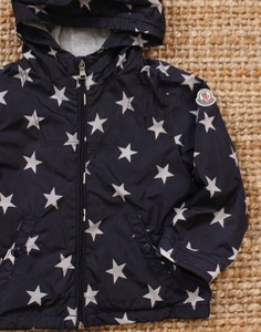 Moncler Enfant Navy Star Patterned Hooded Jacket ( 3T size )