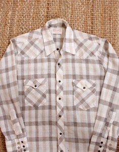 1960&#039;s Vintage Wrangler Western Shirt ( Made in U.S.A. ,  M / Long Tails )