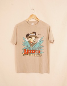 80s VINTAGE MICKEY&#039;S OVERLAND OUTFITTERS  T-SHIRT ( Made in U.S.A. , Single Stitch , M size )