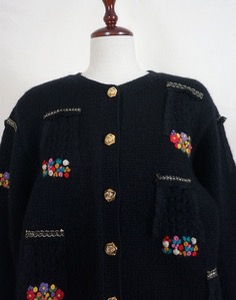 Vintage Black Knit Cardigan ( M size )