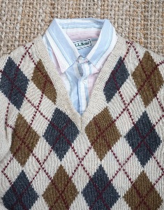 80&#039;s MCGREGOR SPORTSWEAR  Argyle Check Knit ( Made in U.S.A. , L size )