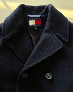 TOMMY HILFIGER DOUBLE BREASTED PEACOAT ( MADE IN ENGLAND, L size )