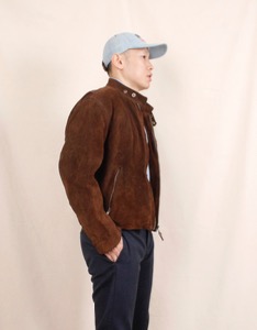VINTAGE SUEDE LEATHER RIDERS JACKET ( Made in KOREA ,  100 size )