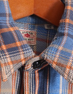 SUGAR CANE  TWILL CHECK WORK SHIRT ( Made in JAPAN , L size )