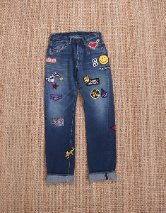 TIGRE  BROCANTE CRAZY PATCH SELVEDGE DENIM PANTS ( Made in JAPAN , 30 size )