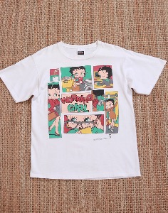 90&#039;s Betty Boop Working Girl Cartoon T-Shirt  ( single Stitch , L size )